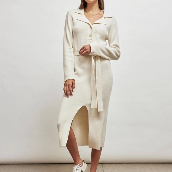 NWT Carbon38 Collared/Belted Sweater Dress - Sz M - Picture 1 of 12